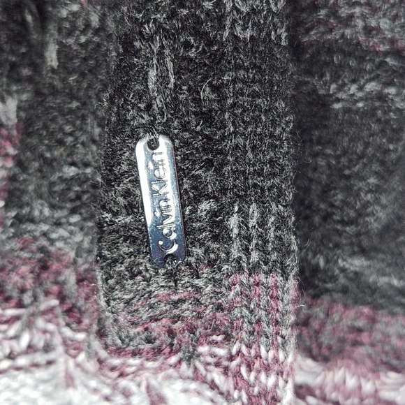 Calvin Klein Striped Knit Chunky Infinity Scarf Purple Gray NWT - Picture 3 of 8